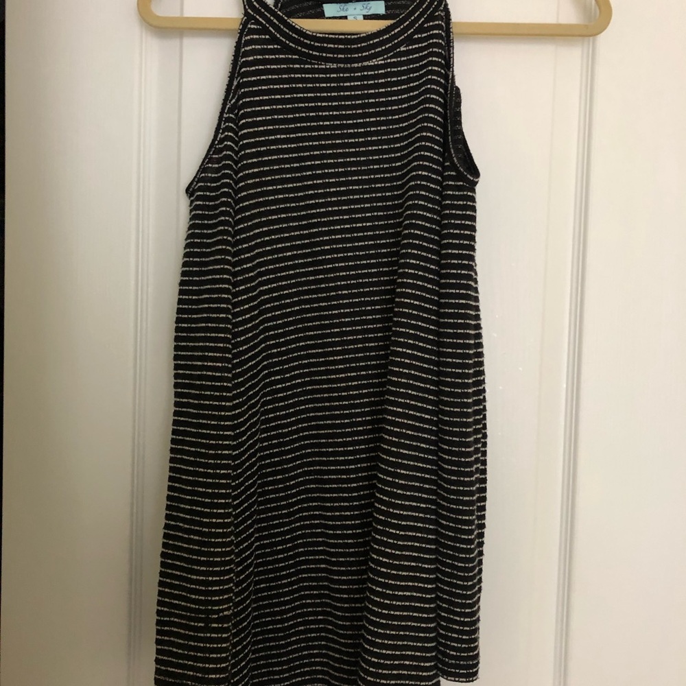 Long sleeve cold shoulder striped top